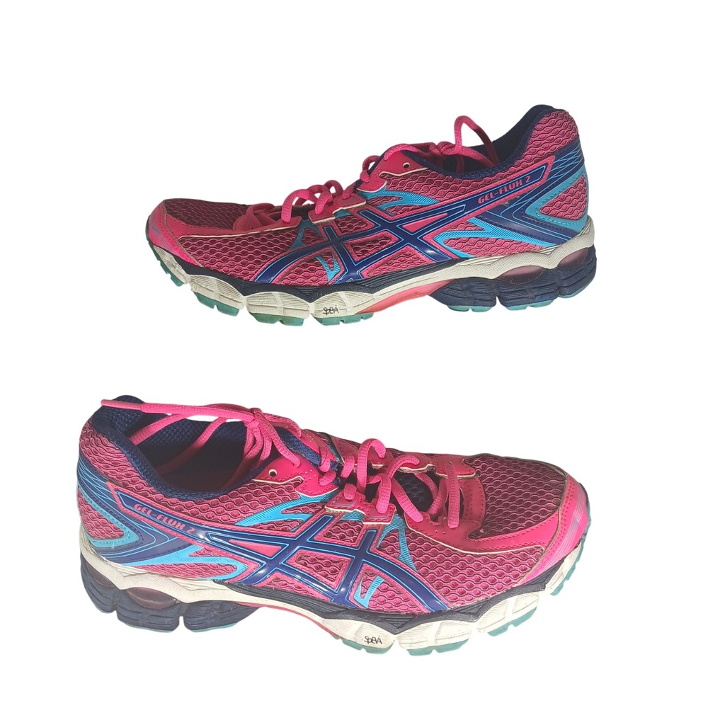 Asics Gel-Flux 2 Womens Running Shoes Pink‎ Blue T568N Size 8